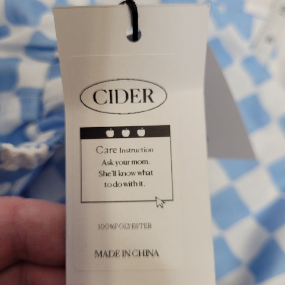 New Cider Blue Check Pull On Wide Leg Pants With Pockets M — image 5 of 8